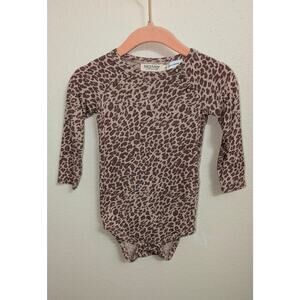 MarMar Copenhagen Bamboo Dusty Mauve Leopard Print Unisex Bodysuit Onesie 6m